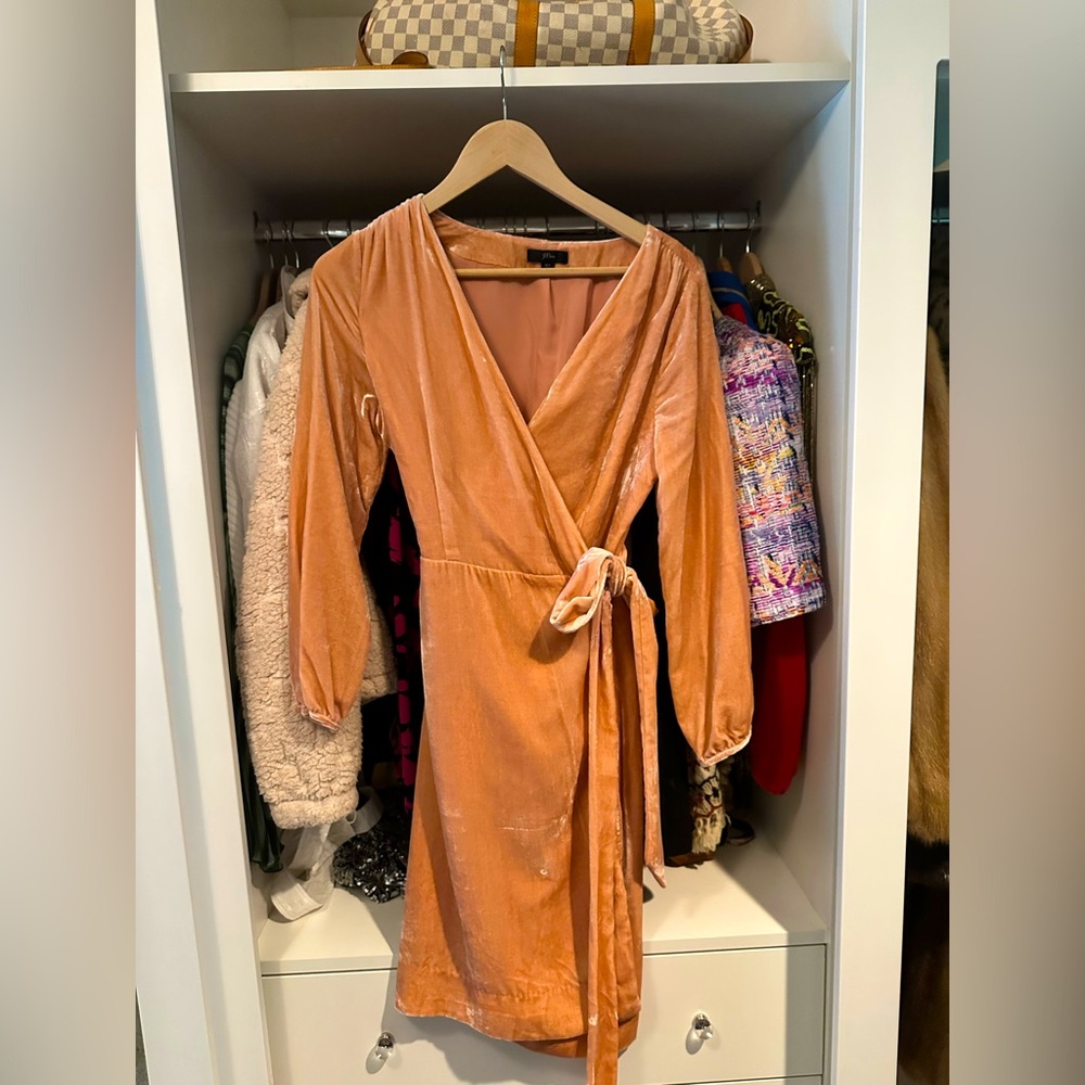 Pink velvet wrap dress